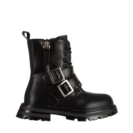 Детски боти черни  със сребристо  от еко кожа  Venecia