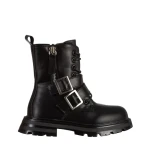 Детски боти черни  със сребристо  от еко кожа  Venecia