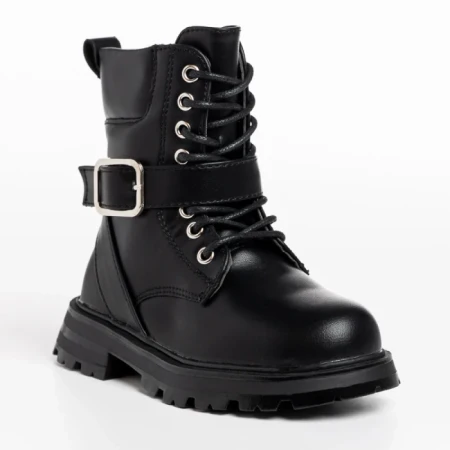 Детски боти черни  със сребристо  от еко кожа  Suprina