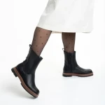 Дамски чизми  черни  с кафяво  от еко кожа  Verma