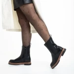 Дамски чизми  черни  с кафяво  от еко кожа  Verma