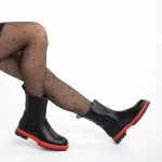 Дамски чизми  черни  с червено от еко кожа  Verma