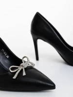 Дамски обувки с ток черни от екологична кожа Xenora