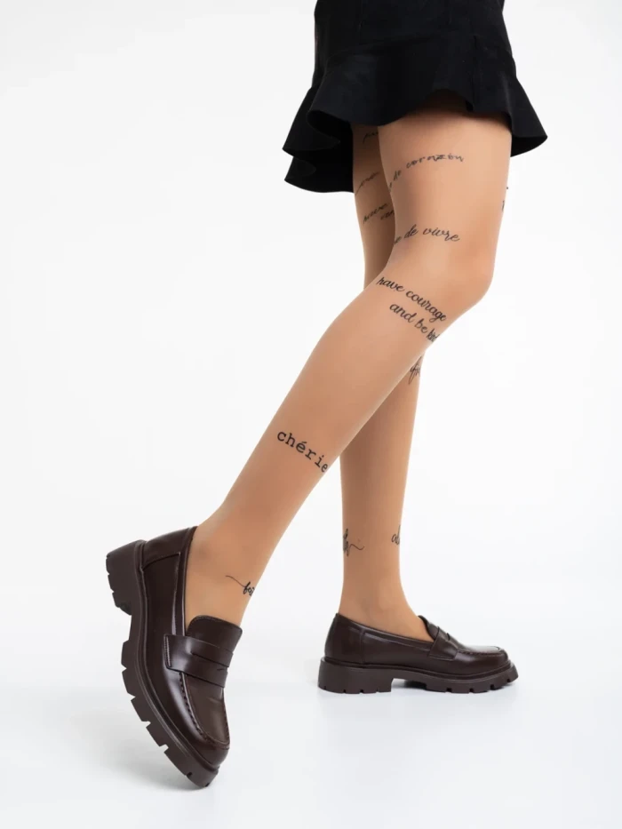 Дамски мокасини кафяви от еко кожа Dorrin