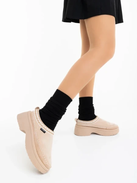 Дамски чехли светло бежови от текстилен материал Zafira