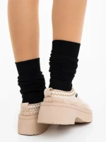 Дамски чехли светло бежови от текстилен материал Zafira