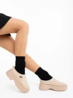 Дамски чехли светло бежови от текстилен материал Zafira