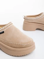 Дамски чехли светло бежови от текстилен материал Zafira