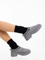 Дамски чехли сиви от текстилен материал Zafira