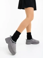 Дамски чехли сиви от текстилен материал Zafira