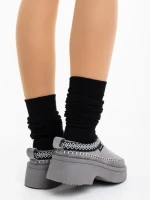 Дамски чехли сиви от текстилен материал Zafira