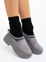 Дамски чехли сиви от текстилен материал Zafira