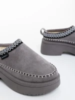 Дамски чехли сиви от текстилен материал Zafira