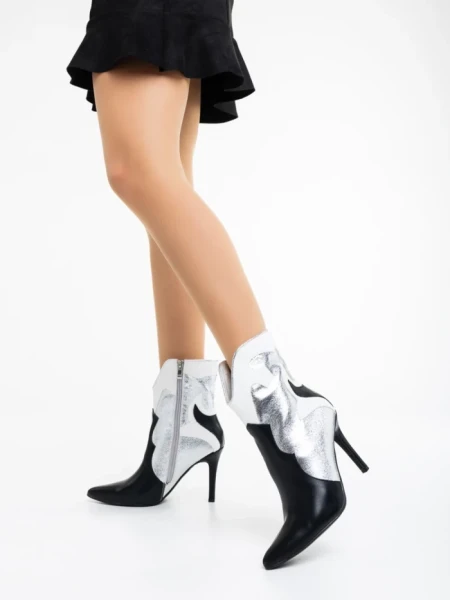 Дамски боти черни със сребристо от еко кожа Kerenza