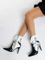 Дамски боти черни със сребристо от еко кожа Kerenza