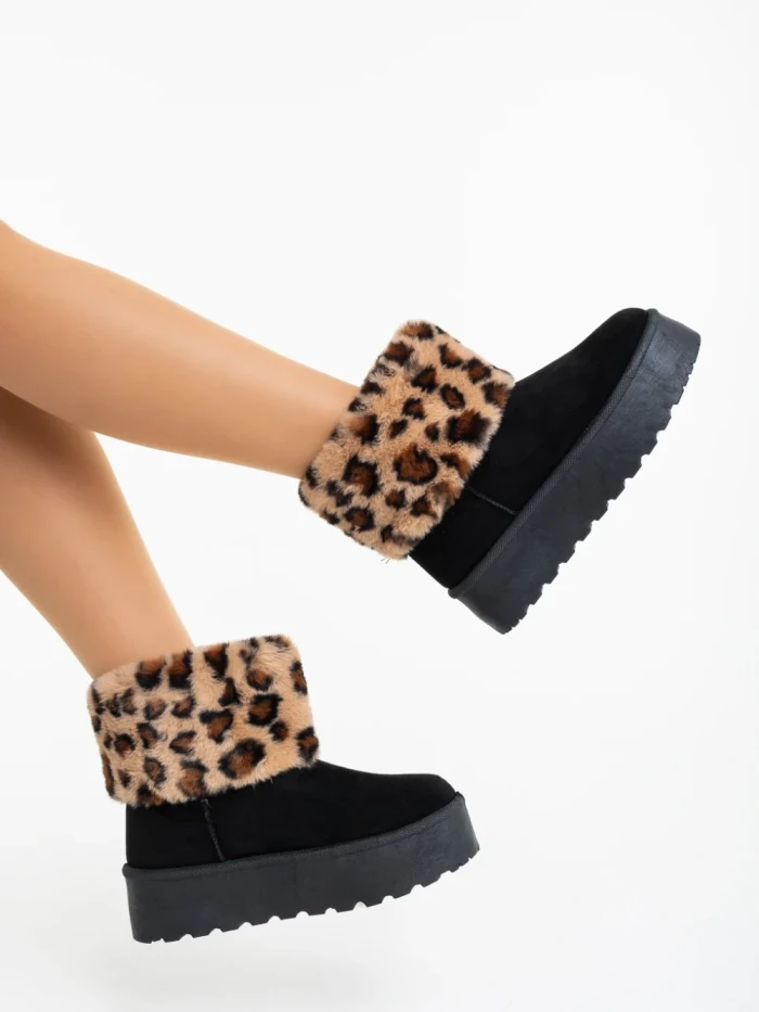 Дамскии чизми черни от текстилен материал Zalinda