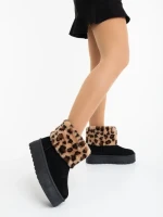 Дамскии чизми черни от текстилен материал Zalinda