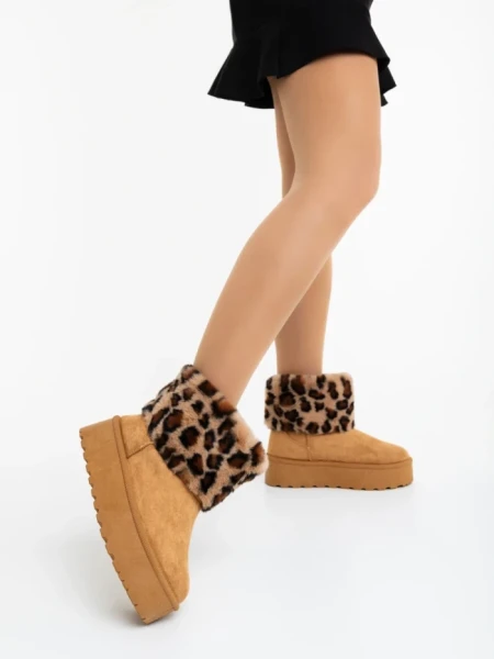 Дамскии чизми камел от текстилен материал Zalinda