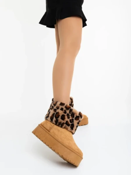 Дамскии чизми камел от текстилен материал Zalinda