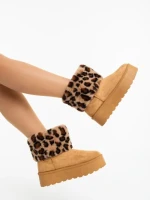 Дамскии чизми камел от текстилен материал Zalinda