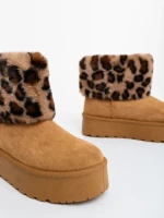 Дамскии чизми камел от текстилен материал Zalinda