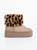 Дамскии чизми тъмно бежови от текстилен материал Zalinda