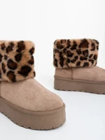 Дамскии чизми тъмно бежови от текстилен материал Zalinda