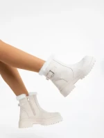 Дамски чизми бежови от текстилен материал Christena