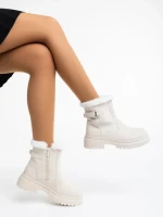 Дамски чизми бежови от текстилен материал Christena