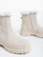 Дамски чизми бежови от текстилен материал Christena