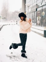 Дамски чизми черни от текстилен материал  Vestigia