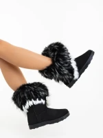 Дамски чизми черни от текстилен материал  Vestigia