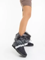 Дамски чизми сиви от текстилен материал  Vestigia