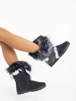 Дамски чизми сиви от текстилен материал  Vestigia