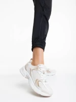 Дамски спортни обувки бежови от текстилен материал Dunya