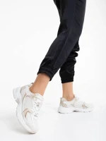 Дамски спортни обувки бежови от текстилен материал Dunya