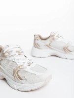 Дамски спортни обувки бежови от текстилен материал Dunya