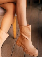 Дамски чизми камел от еко кожа  Yamari