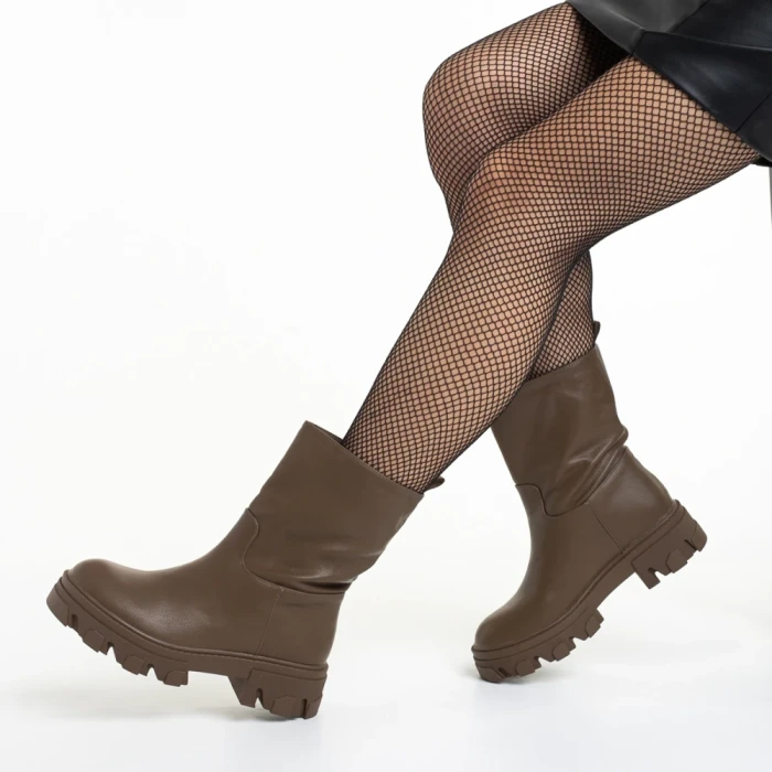 Дамски чизми кафяви  от еко кожа  Yamari