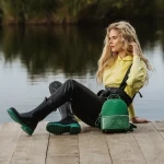 Дамски чизми Hima черни със зелено