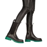 Дамски чизми Hima черни със зелено