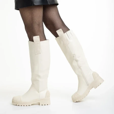 Дамски чизми  бежови  от еко кожа  Briona