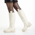 Дамски чизми  бежови  от еко кожа  Briona