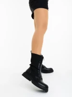 Дамски боти черни от екологична кожа и текстилен материал Maraja