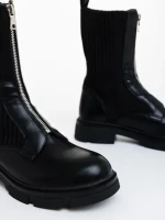 Дамски боти черни от екологична кожа и текстилен материал Maraja