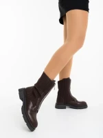 Дамски боти кафяви от екологична кожа и текстилен материал Maraja