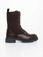 Дамски боти кафяви от екологична кожа и текстилен материал Maraja