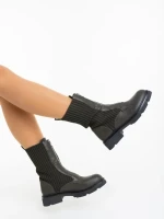 Дамски боти зелени от екологична кожа и текстилен материал Maraja