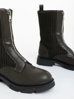 Дамски боти зелени от екологична кожа и текстилен материал Maraja