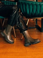 Дамски чизми зелени от еко кожа Cathryn